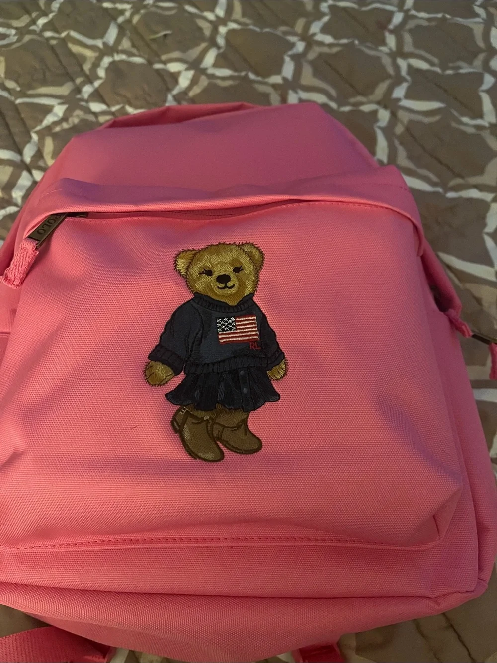 Polo by Ralph Lauren Pink bear Backpack with price taga